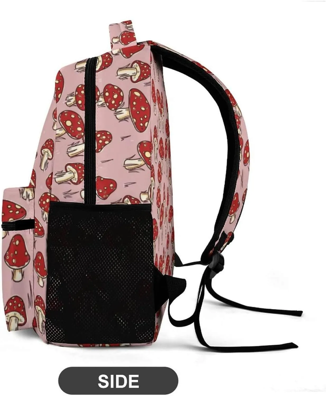 Custom Mushroom Backpack for Kids Girls Boys School, 16 Inches Cute Mushroom Theme Bookbag, Adjustable, Lightweight, Large Capacity, Colorful Mushroom Backpack for School
