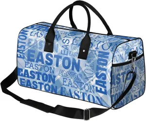 Custom Sport Gym Duffel Bag with Name Personalized Travel Overnight Bag Waterproof Customized Dance Bag Carry-On Tote 17.4in, Blue Checked