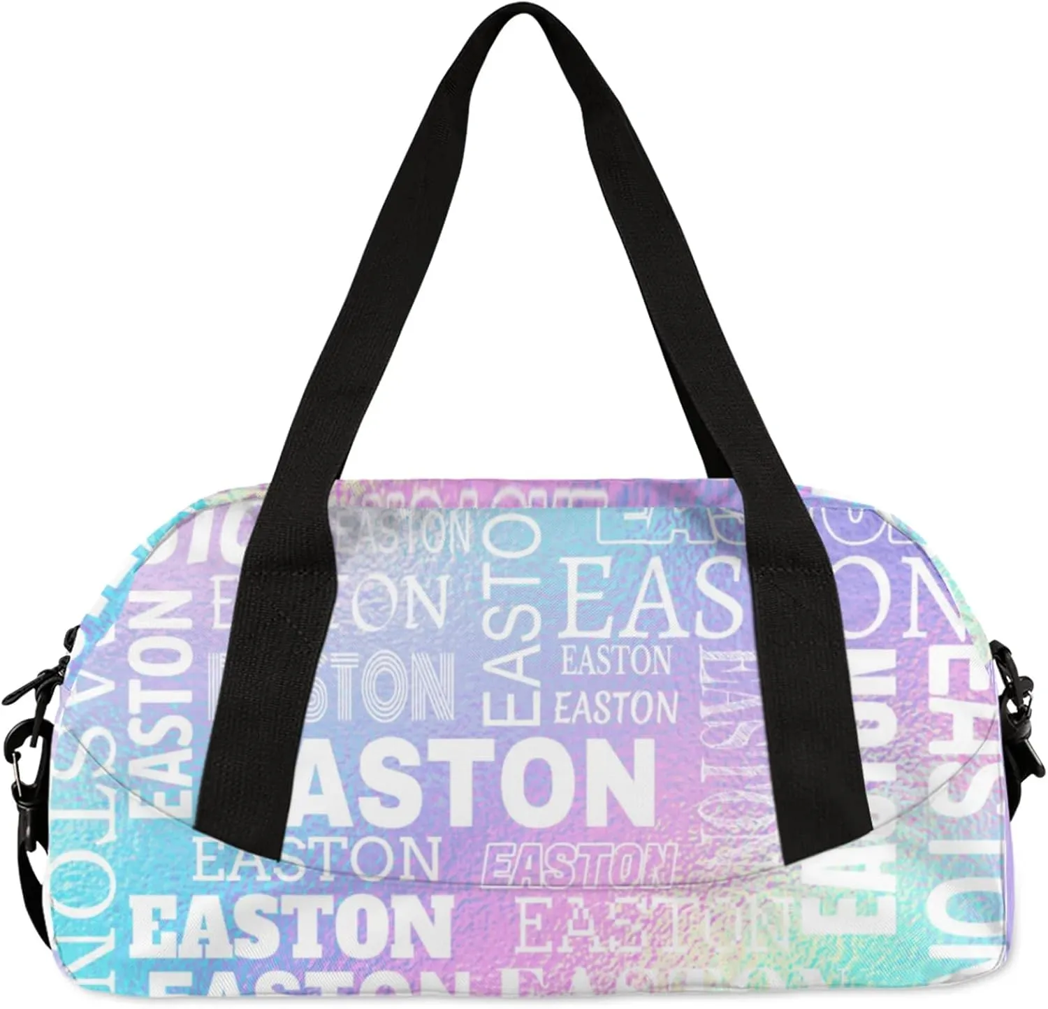 Custom Sport Gym Duffel Bag with Name Personalized Travel Overnight Bag Waterproof Customized Dance Bag Carry-On Tote 18.5in, Gradient Blue Purple