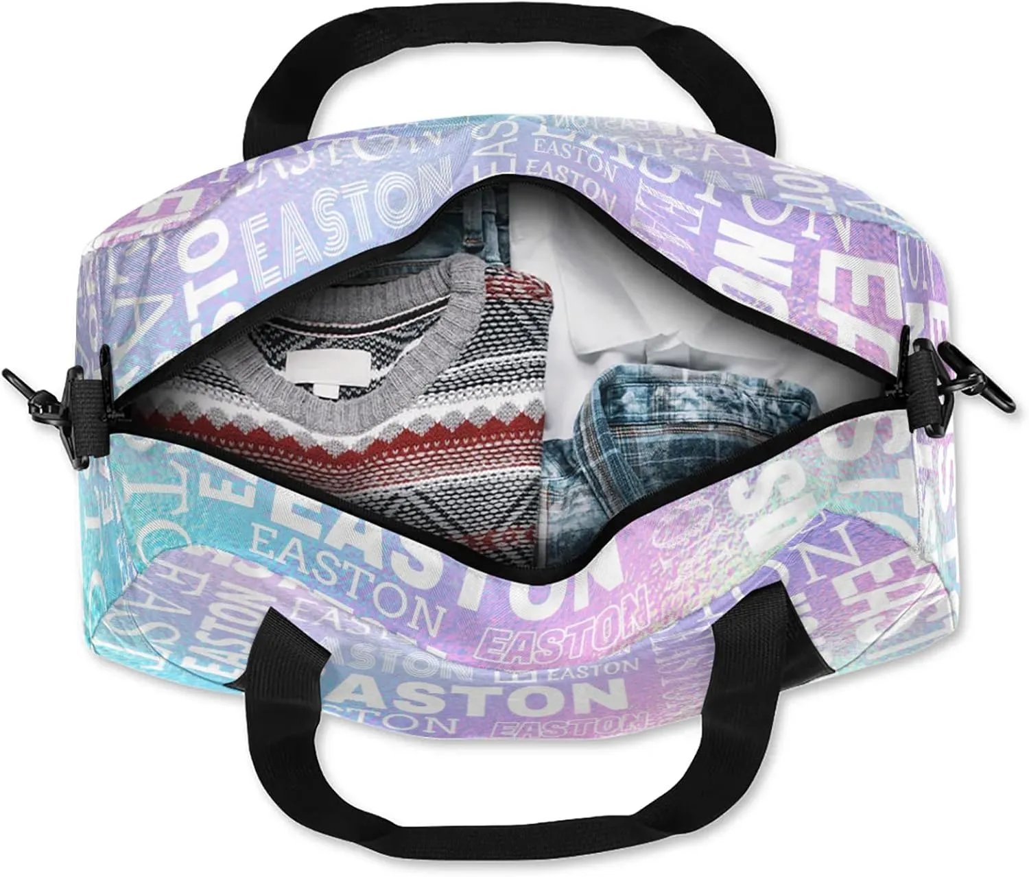 Custom Sport Gym Duffel Bag with Name Personalized Travel Overnight Bag Waterproof Customized Dance Bag Carry-On Tote 18.5in, Gradient Blue Purple