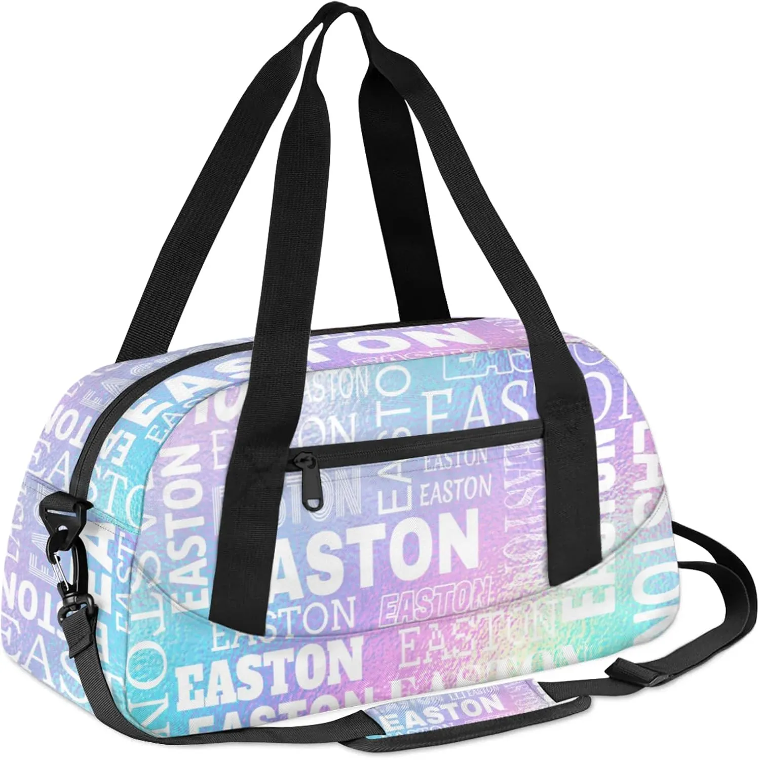 Custom Sport Gym Duffel Bag with Name Personalized Travel Overnight Bag Waterproof Customized Dance Bag Carry-On Tote 18.5in, Gradient Blue Purple