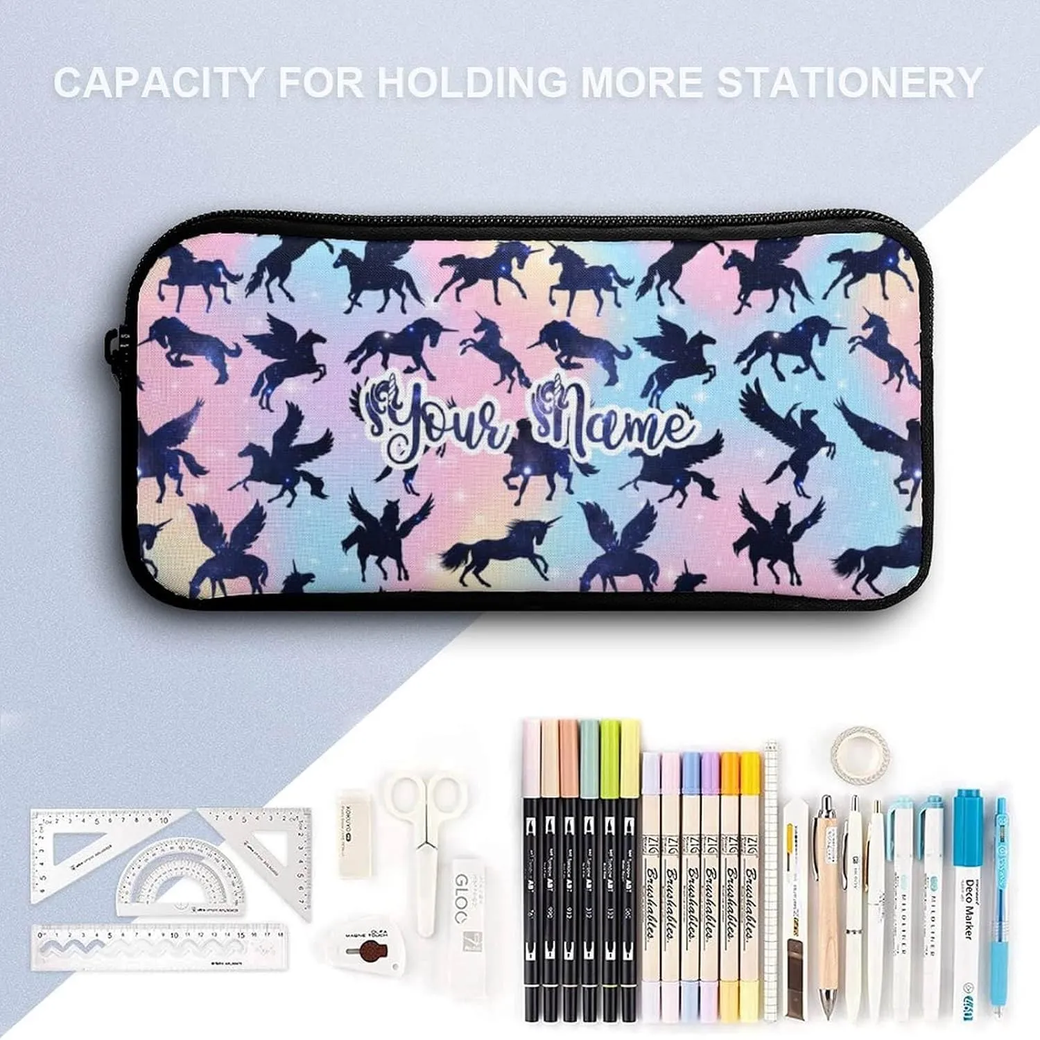Custom Unicorn Backpack with Lunch Box & Pencil Case for Kids Girls Boys School, 16 Inch Cute Unicorns Bookbag, School Backpack for Students Children, Lightweight, Large Capacity