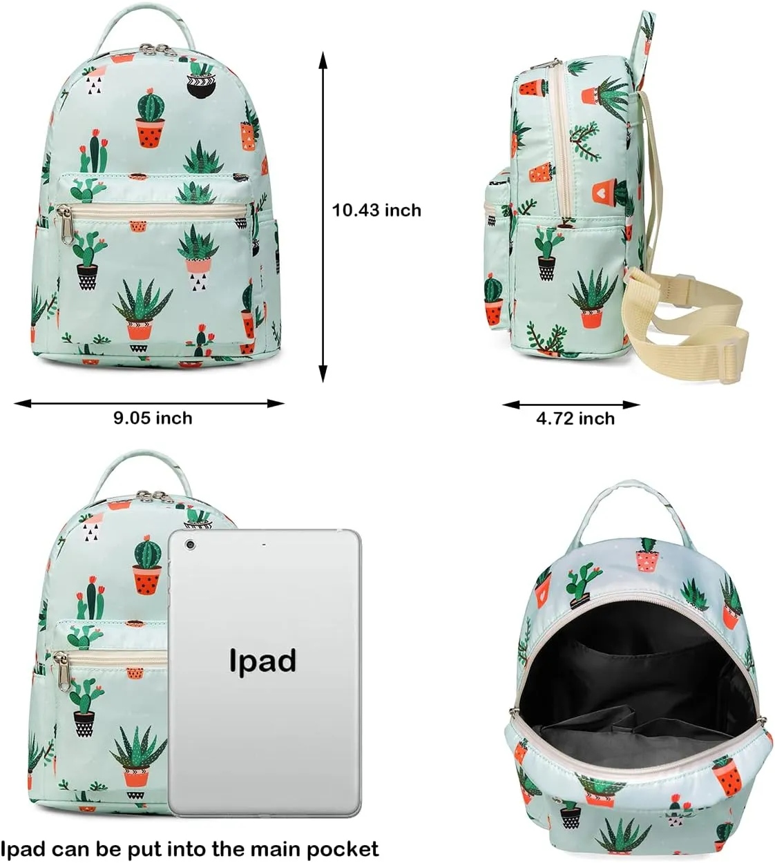 Cute 10 inch mini pack bag backpack for grils children and adult (cactus1)