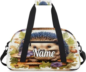 Cute Baby Hedgehog Personalized Kids Gym Bag Custom Name Sport Duffel Bag Dance Ballet Bag for Girls Practice Workout Bag