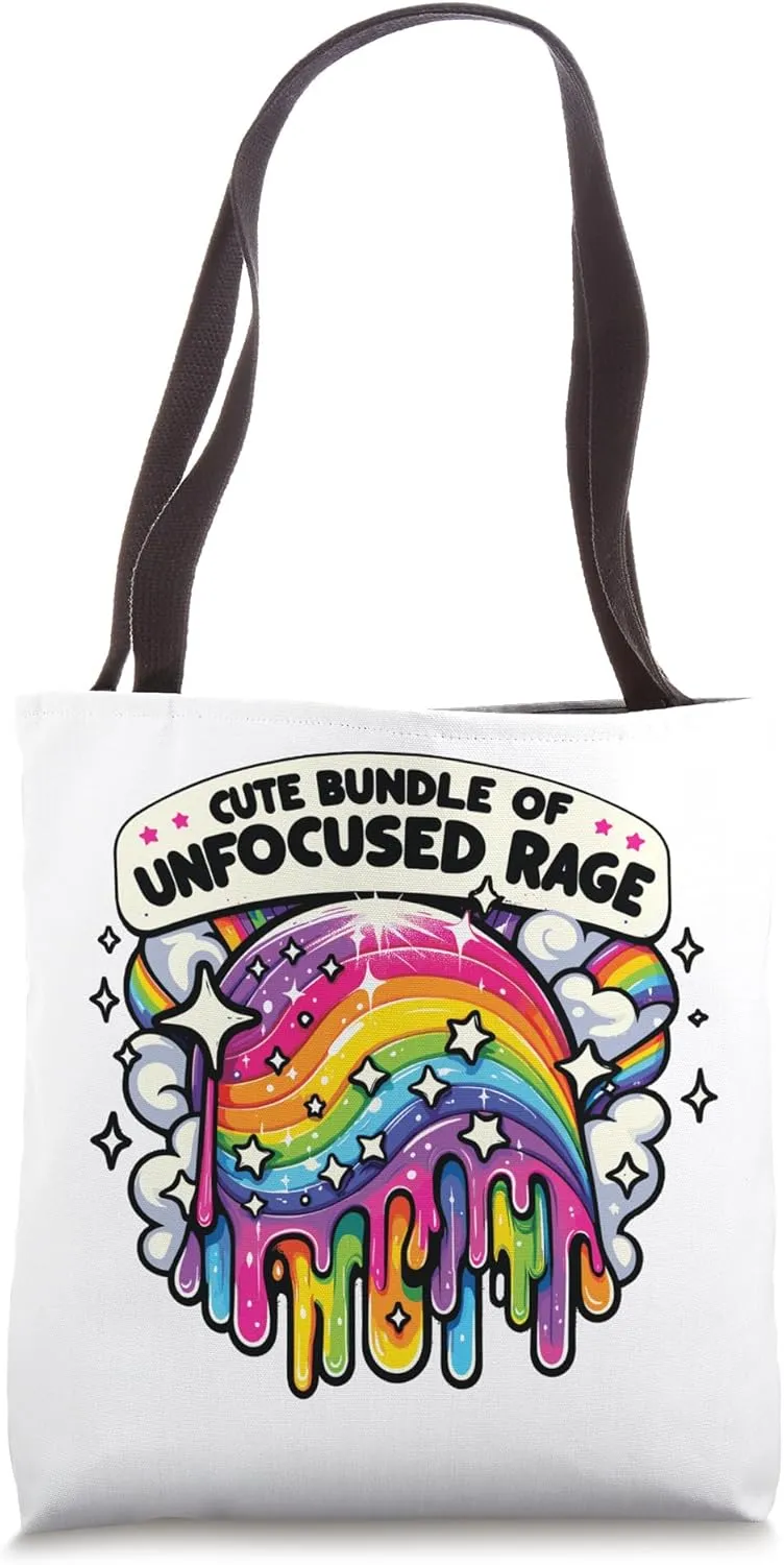 Cute Bundle Of Unfocused Rage Rainbow Clouds Drips Hearts Tote Bag