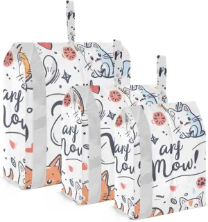 Cute Cats Travel Storage Bag with Lanyard - Portable Lightweight Classified Storage Bag with Zipper, Dust and Waterproof Travel Packing Cube for Suitcase,3 Pieces