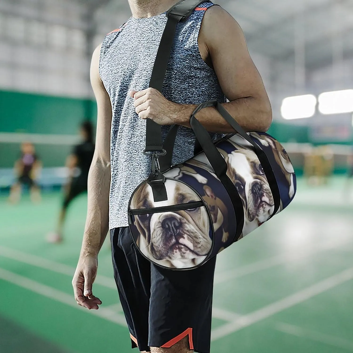 Cute French Bulldog Gym Bag Small Travel Duffle Bag with Compartment Carry On Weekender Bag for Women Men