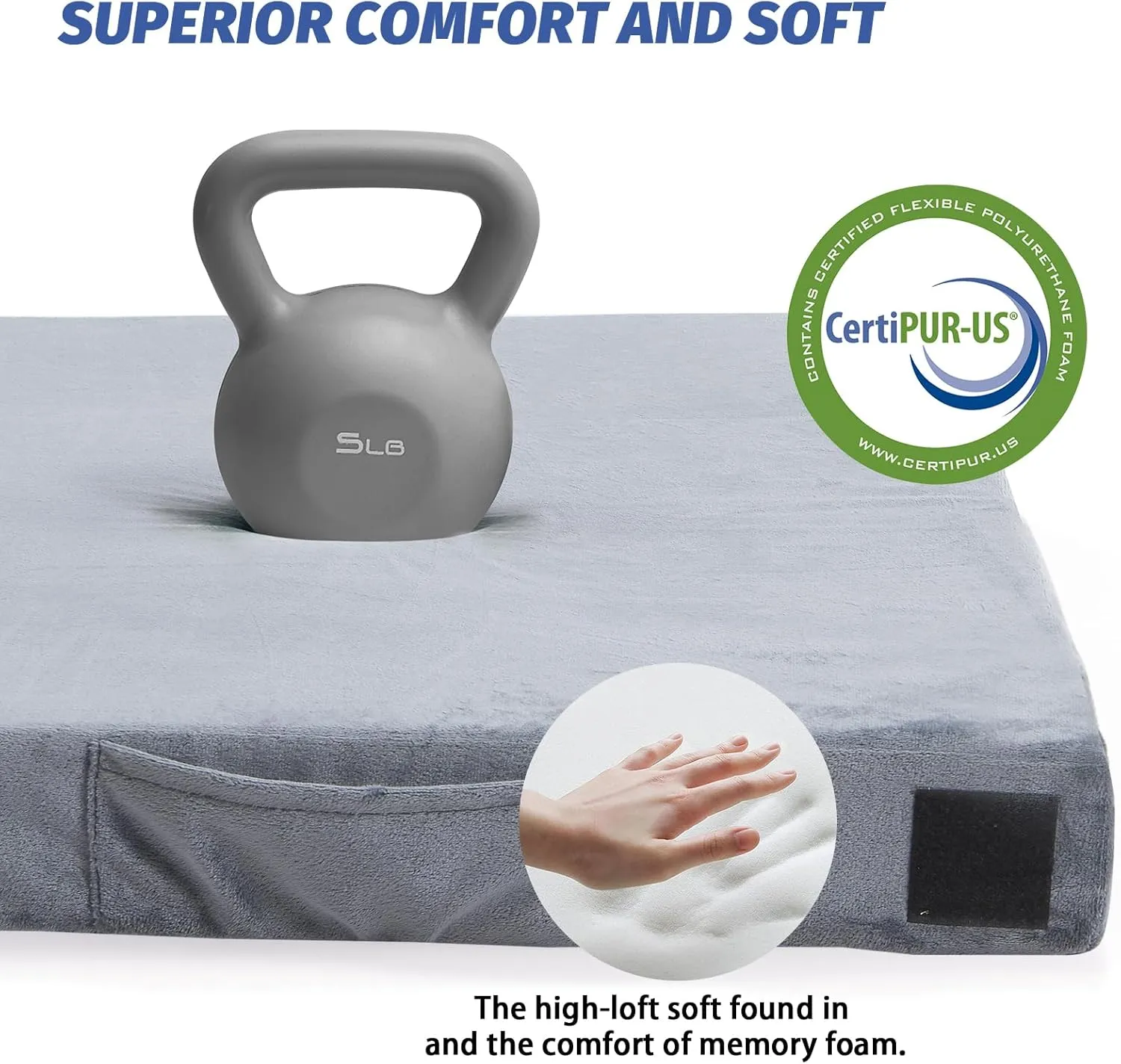 CYMULA Memory Foam Camping Mattress Pad, CertiPUR-US Sleeping Mat, Portable Roll Up Mattress for Adults, Camping Bed Pads for Sleepover, Car Bed with Travel Bag