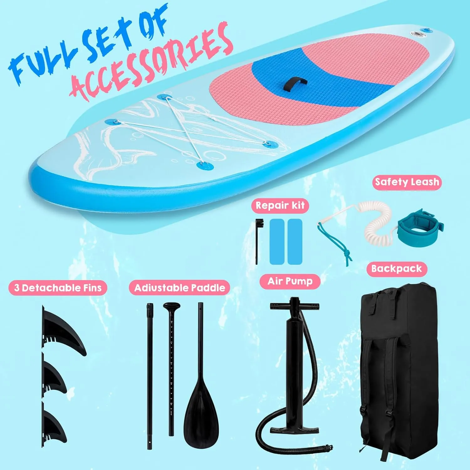 DAKUWAR Paddle Board 10'6''/10' Inflatable Stand Up Paddle Boards with SUP Accessories Ultra-Light Paddleboard Non-Slip Comfort Deck for Adults & Youth of All Skill Levels