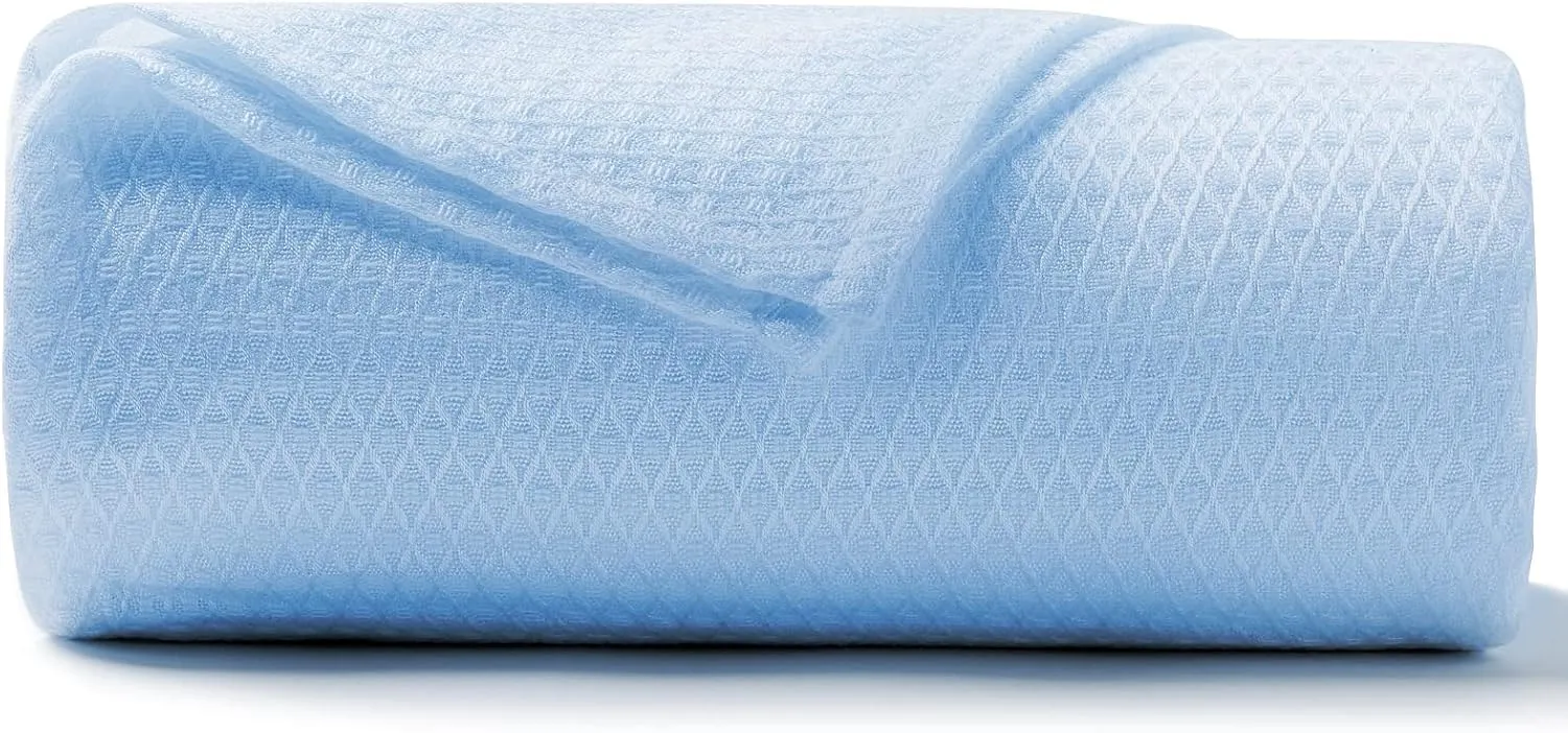DANGTOP Cooling Blanket, 100% Bamboo-Derived Rayon, Absorbs Body Heat, Ultra-Cool Lightweight, Blue, 90x108 inches