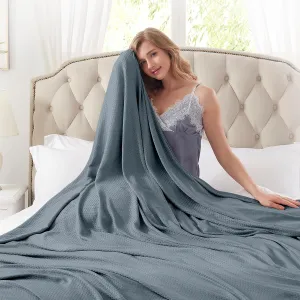 DANGTOP Cooling Blankets, 100% Rayon Derived from Bamboo, Absorbs Body Heat to Keep Cool on Warm Night, Ultra-Cool Lightweight Blanket(79x91 inches, Steel Grey)
