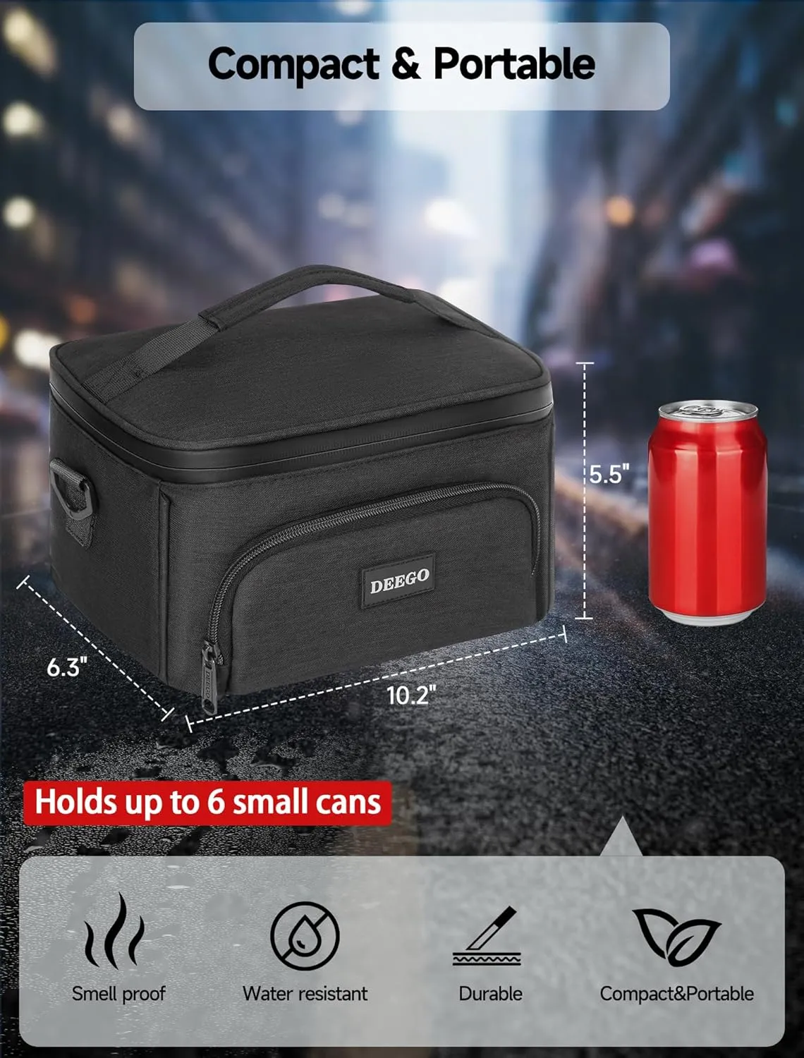 DEEGO Smell Proof Bag, Portable Smell Proof Case with Detachable Shoulder Strap and Removable Dividers