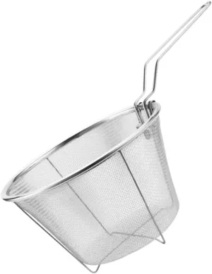 Deep Fry Basket 7 inch: Round Wire Fry Basket Stainless Steel Deep Fry Basket with Handle - Foldable Deep Fryer Basket for Frying