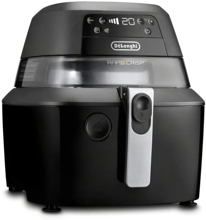 De'Longhi Rapid Crisp Air Fryer, 5-Quart, 1700-Watt XL Cooker, Fries, Crisps, Roasts, Bakes, 5 Preset Functions, Pizza Setting up to 20% Faster Cooking, Easy Clean Nonstick, 360° Viewing, FH2394,Black
