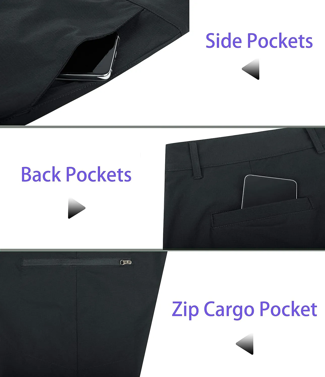 Derminpro Men's Quick Dry Stretch Water Resistant Golf Hiking Shorts with Multi Pockets