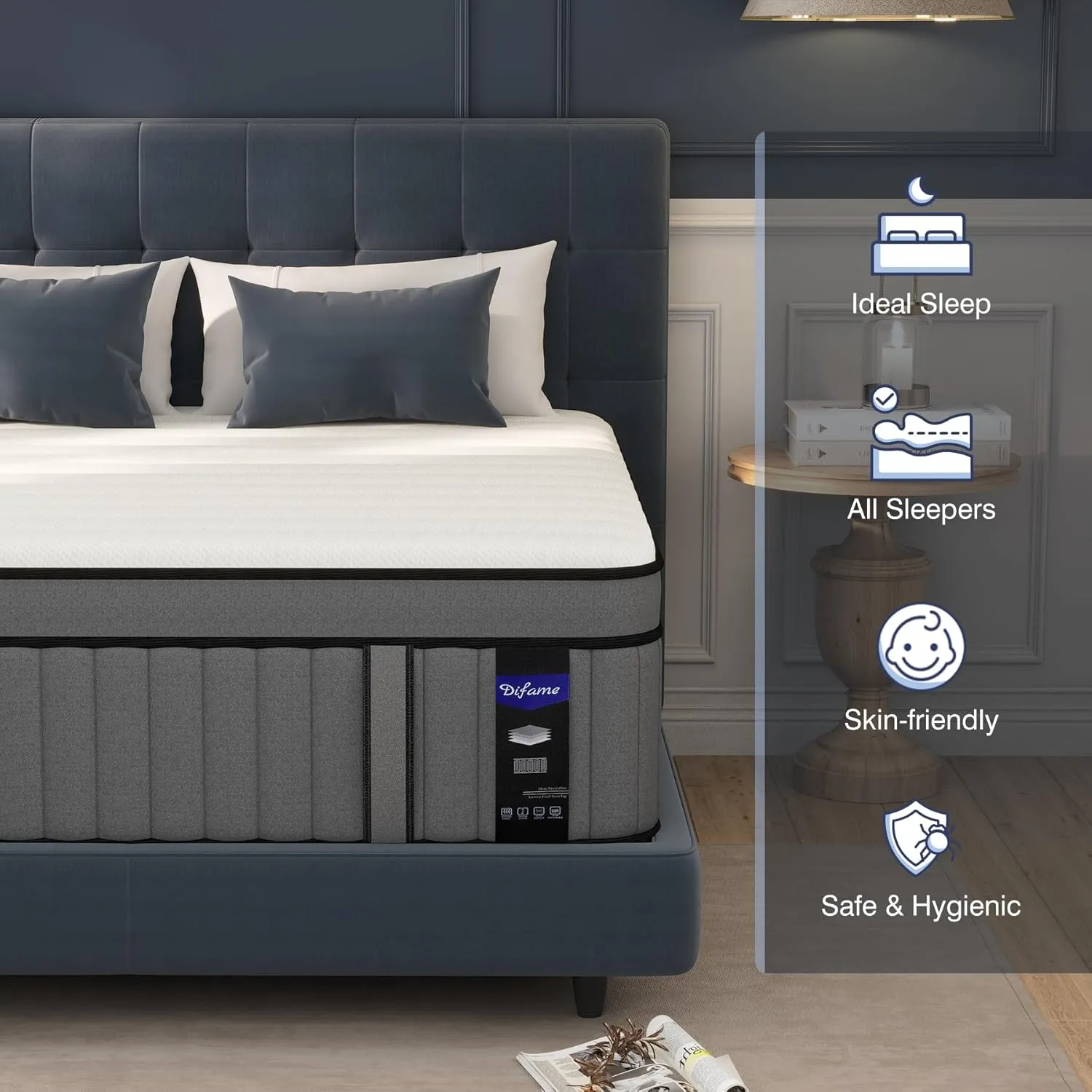 DIFAME Full Size Mattress,12 inch Full Mattress in a Box,Hybrid Mattresses with Gel Memory Foam & Pocket Springs, Pressure Relief, Cooling, Enhanced Edge Support,Firm