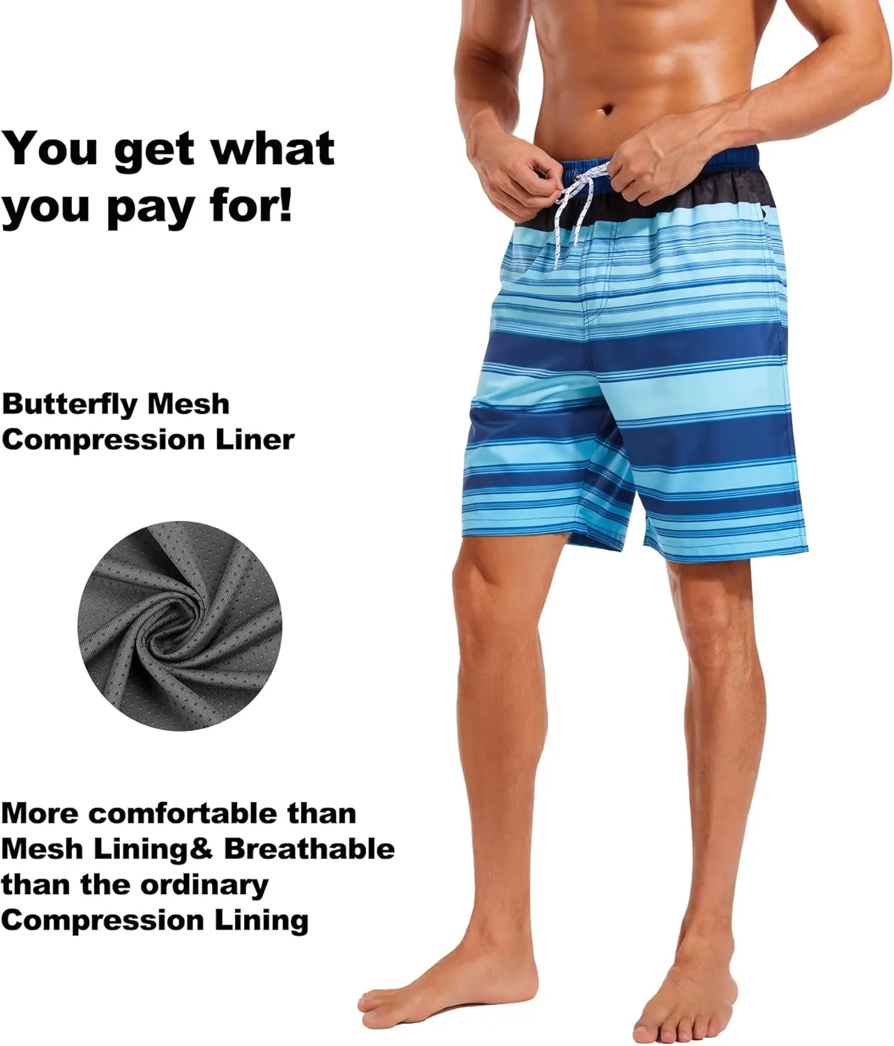 difficort Mens Swim Trunks with Compression Liner Quick Dry Bathing Suits Shorts with Zipper Pockets