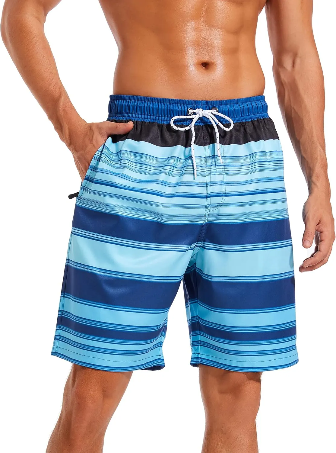 difficort Mens Swim Trunks with Compression Liner Quick Dry Bathing Suits Shorts with Zipper Pockets