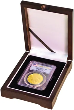 Display box for one NGC/PCGS/Premier/Lil Bear Elite Coin Slab Mahogany Matte Finish ...