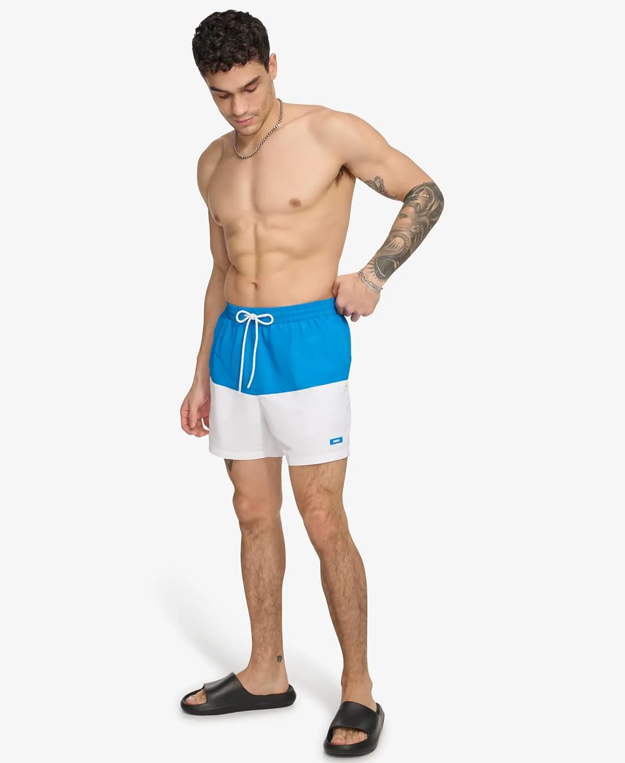 DKNY Men's Lightweight Quick Dry Volley UPF 40  Protection Swim Trunk