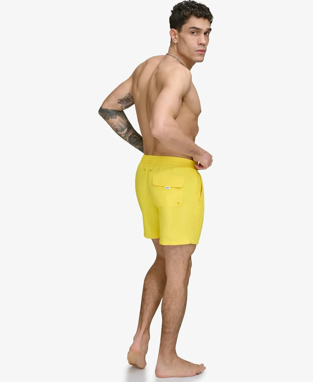 DKNY Men's Lightweight Quick Dry Volley UPF 40  Protection Swim Trunk