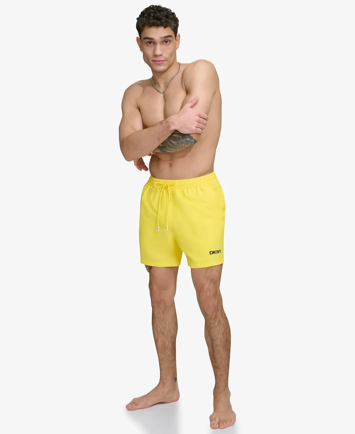 DKNY Men's Lightweight Quick Dry Volley UPF 40  Protection Swim Trunk