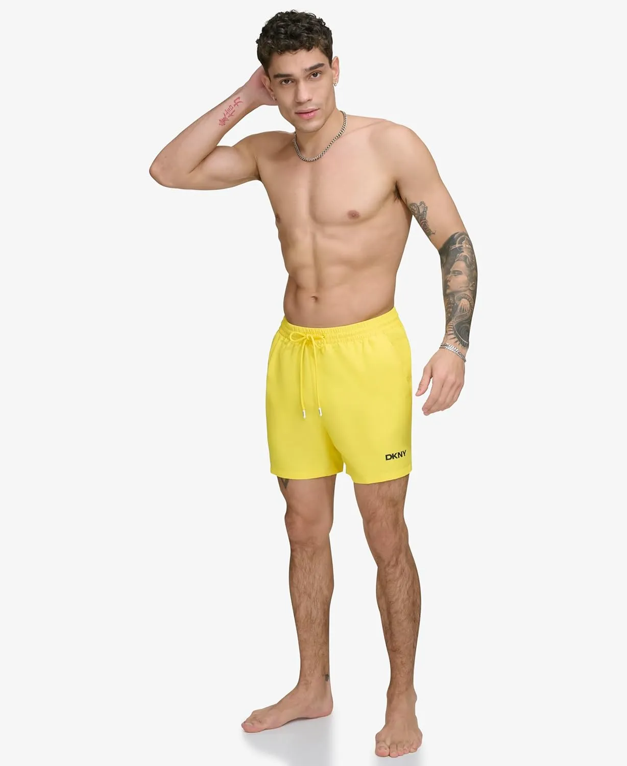 DKNY Men's Lightweight Quick Dry Volley UPF 40  Protection Swim Trunk