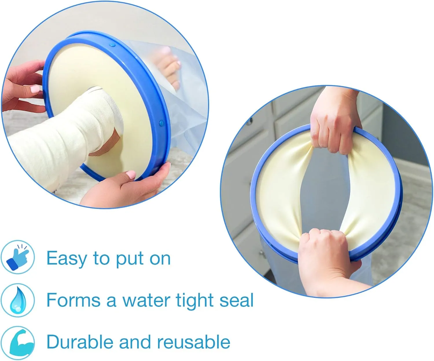 DMI Waterproof Cast Cover, Wound Barrier & Bandage Protector, Reusable with a Watertight Seal for Showers, Baths and Pools, Fits Adult Large Leg up to 42 Inches in Length, Long Leg