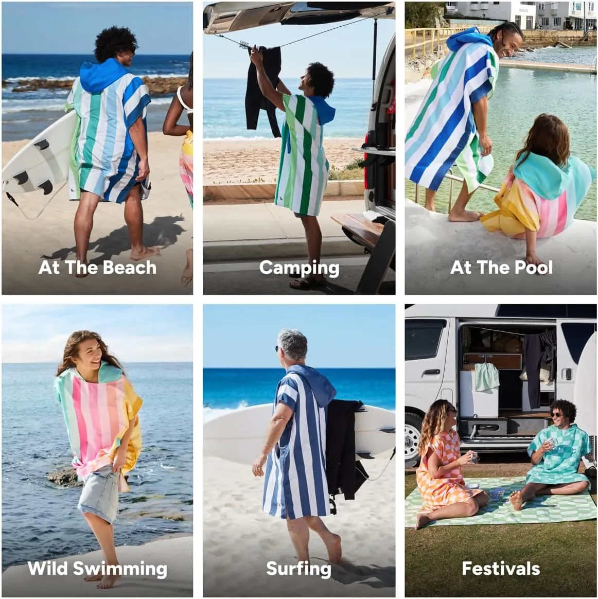 Dock & Bay Adult Poncho - Hooded Towel with Deep Pockets, Changing Robe - Quick Dry - Compact, Lightweight - Includes Bag