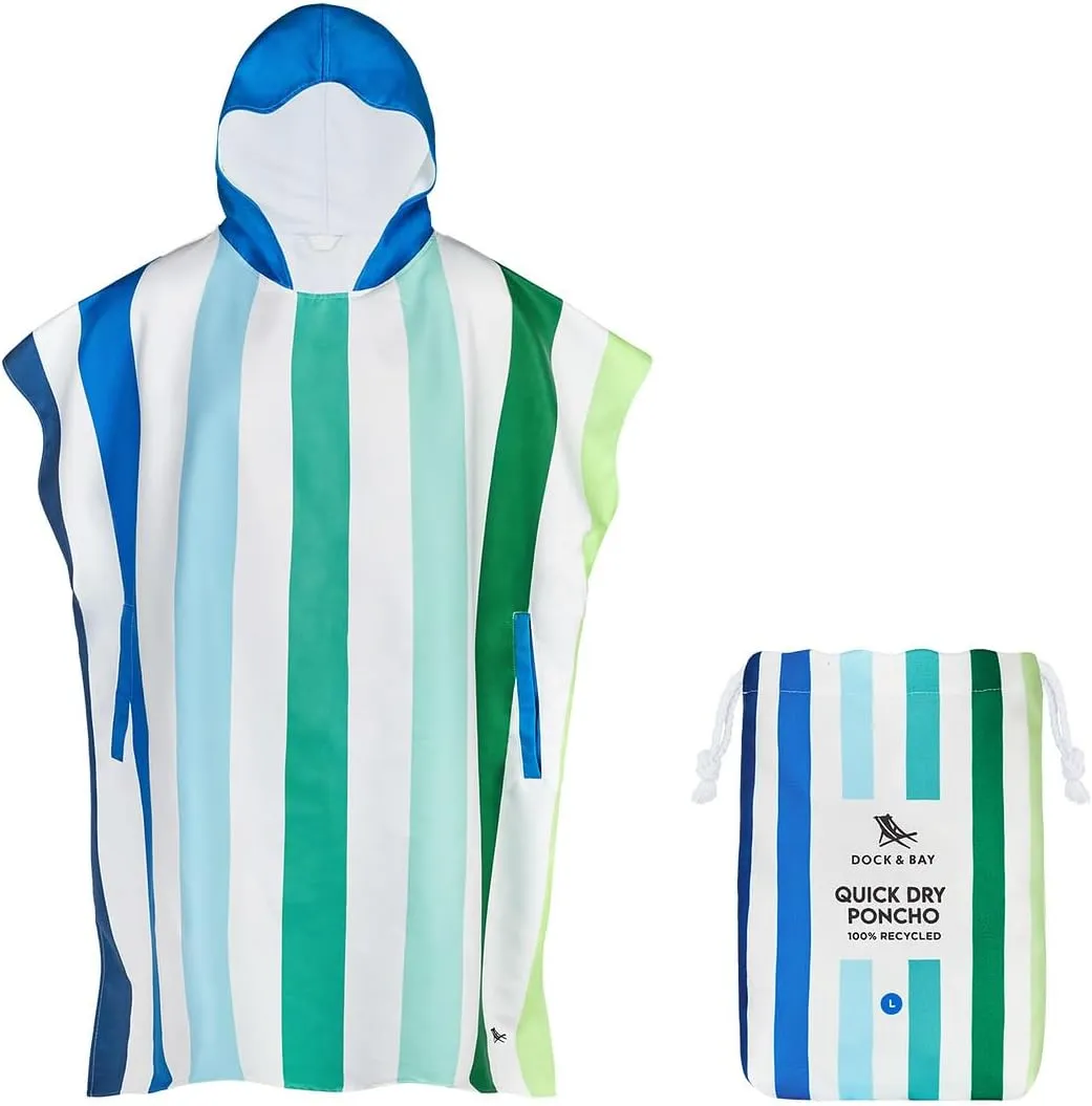 Dock & Bay Adult Poncho - Hooded Towel with Deep Pockets, Changing Robe - Quick Dry - Compact, Lightweight - Includes Bag