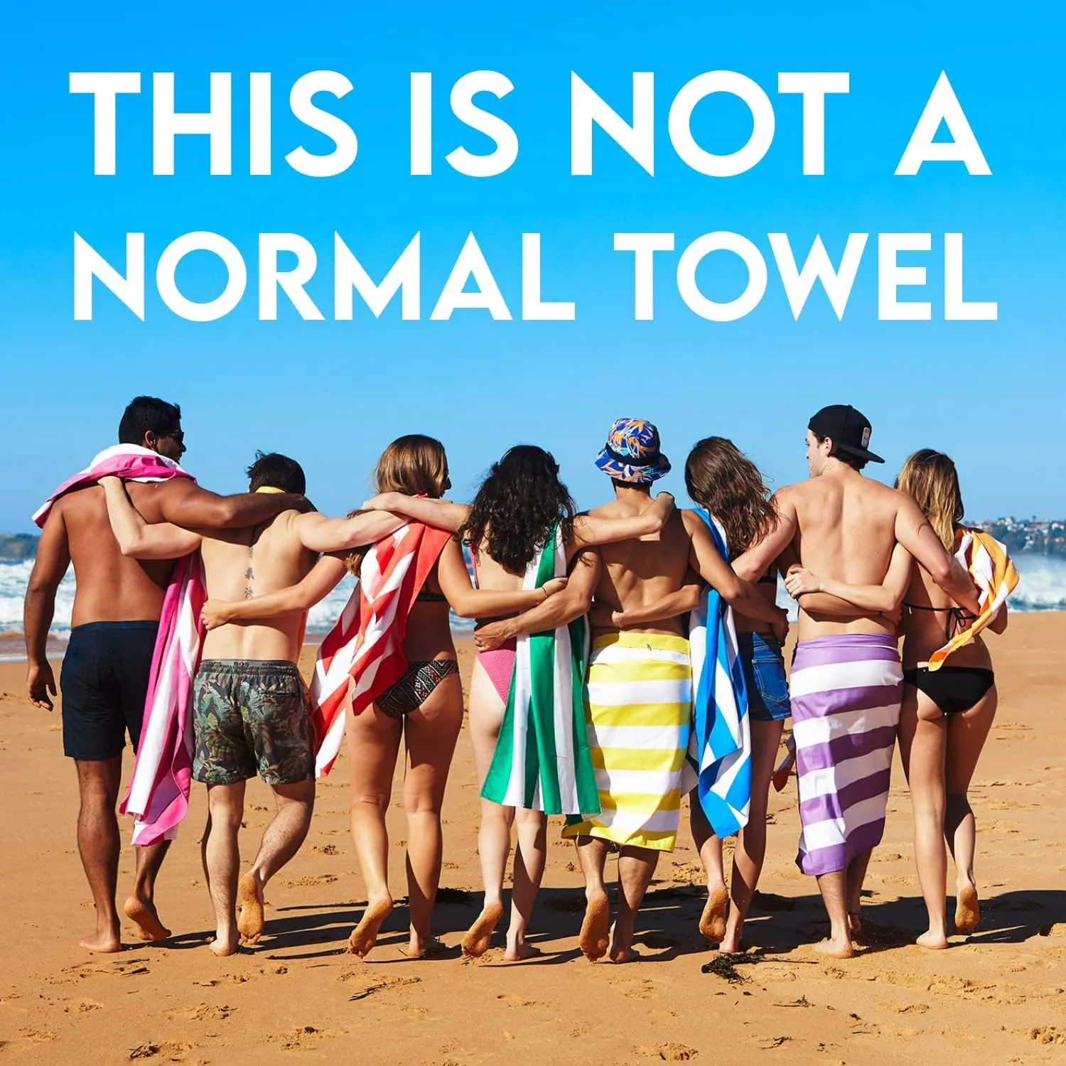 Dock & Bay Beach Towel - Quick Dry, Sand Free - Compact, Lightweight - 100% Recycled - Includes Bag - Cabana - Bondi Blue - Large (160x90cm, 63x35)