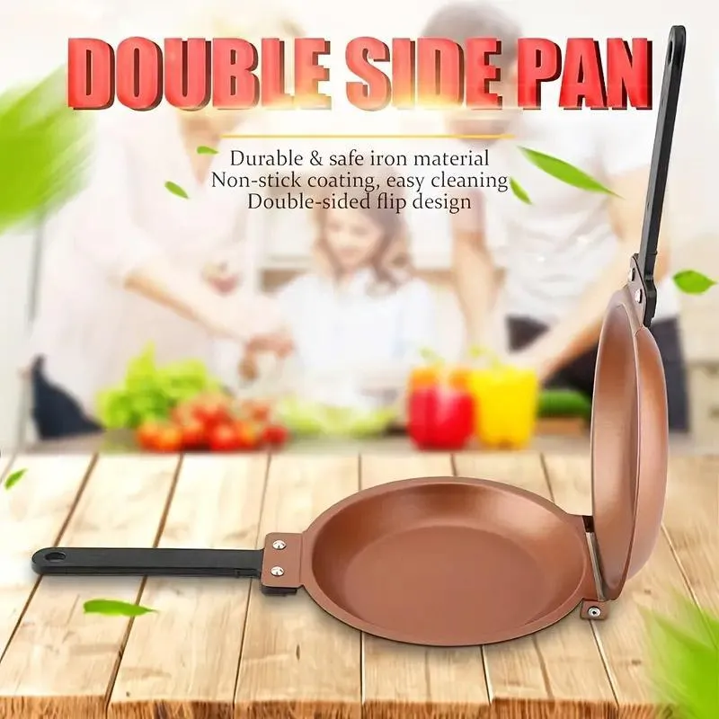 Double Sided Folding Skillet Cake Pan Frying Pan Nonstick Cooking Pan Kitchen