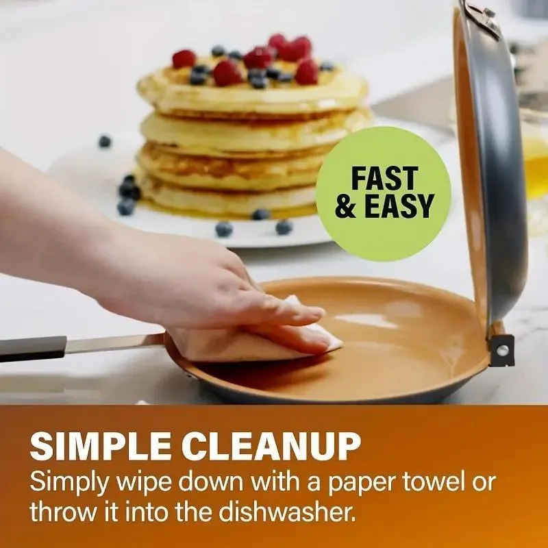 Double Sided Folding Skillet Cake Pan Frying Pan Nonstick Cooking Pan Kitchen