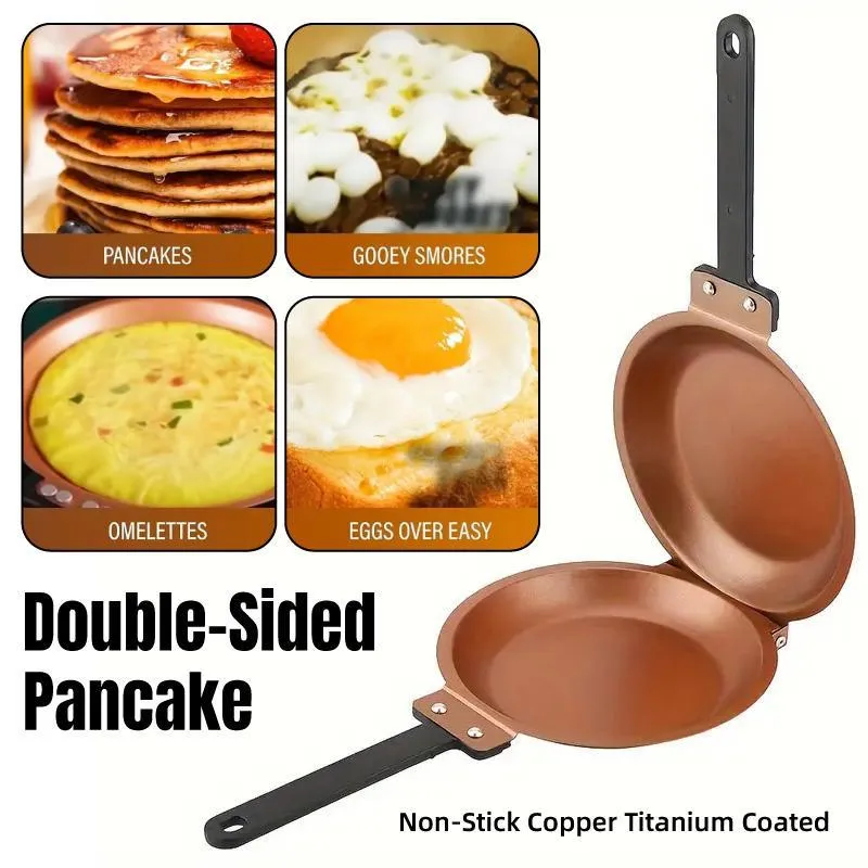 Double Sided Folding Skillet Cake Pan Frying Pan Nonstick Cooking Pan Kitchen