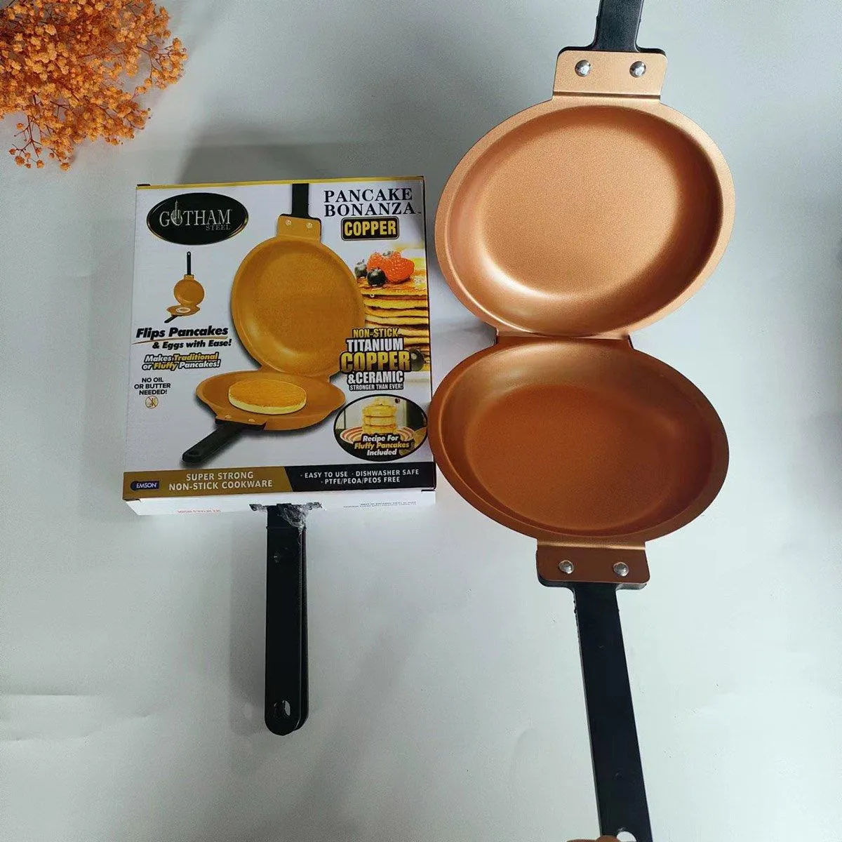 Double Sided Folding Skillet Cake Pan Frying Pan Nonstick Cooking Pan Kitchen