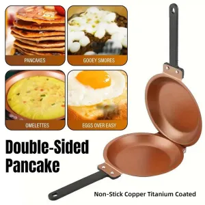 Double Sided Folding Skillet Cake Pan Frying Pan Nonstick Cooking Pan Kitchen