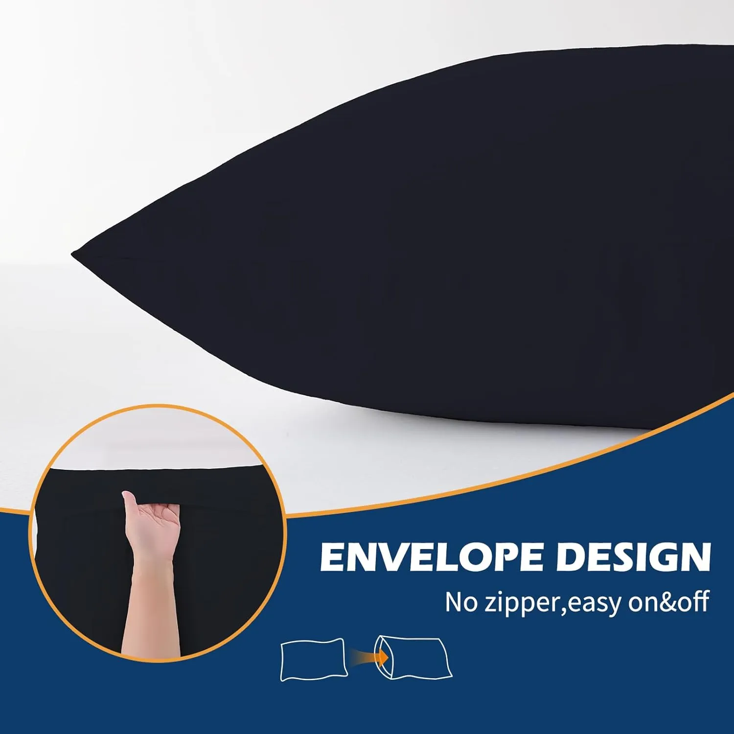 DOWNCOOL Memory Foam Body Pillow Insert with Fiber Cover - Large Full Body Pillows for Adults - Soft Long Bed Pillows for Side Sleepers - 20x54 inch (Black, with Cover)