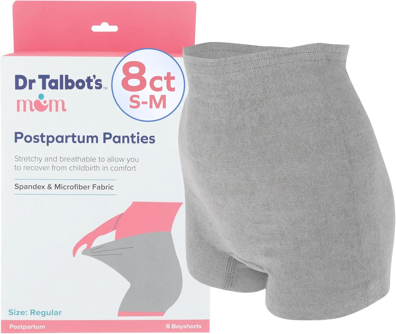 Dr. Talbot's Mom Postpartum Underwear, Disposable Boyshorts - Stretchy Breathable Support