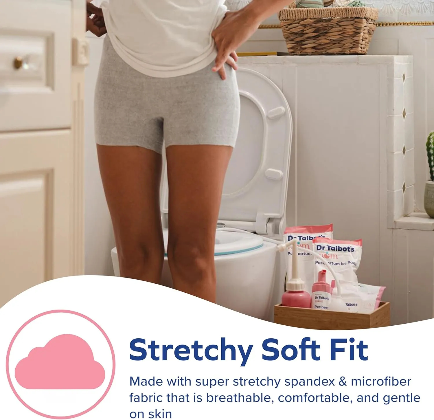 Dr. Talbot's Mom Postpartum Underwear, Disposable Boyshorts - Stretchy Breathable Support