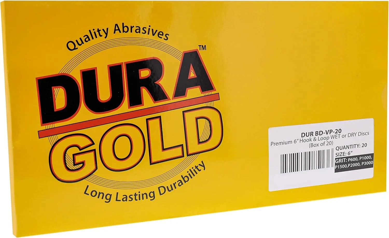 Dura-Gold Premium 6" Wet or Dry Sandpaper Disc Variety Pack - Grits 600, 1000, 1500, 2000, 3000 (4 Each, 20 Pcs) Hook & Loop Backing - Color Sanding Polishing, Automotive Woodworking DA Orbital Sander