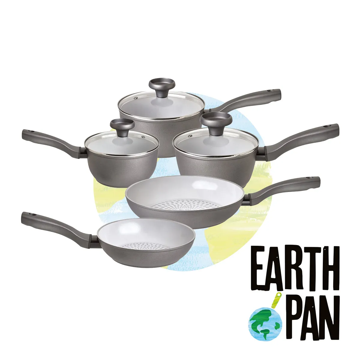 Earth Pan: Ceramic Non-Stick Saucepan & Frying Pan Set - 5 Piece