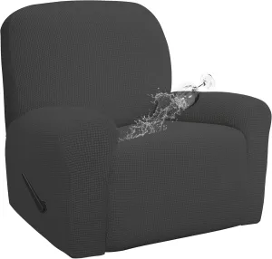 Easy-Going 100% Waterproof Recliner Cover, Dual Waterproof Couch Cover for Recliner, 1- Piece Jacquard Sofa Cover, Leakproof Sofa Slipcover for Kids, Pets, Dog and Cat (Recliner, Dark Gray) 1 Seat