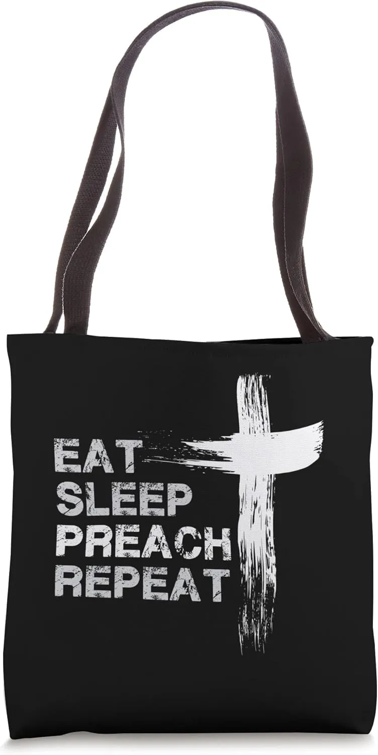 Eat Sleep Preach Repeat | Preacher Priest Pastor Tote Bag