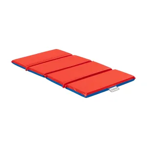 ECR4Kids Premium Folding Rest Mat, 4-Section, 2in, Sleeping Pad, Blue/Red, 1-Piece