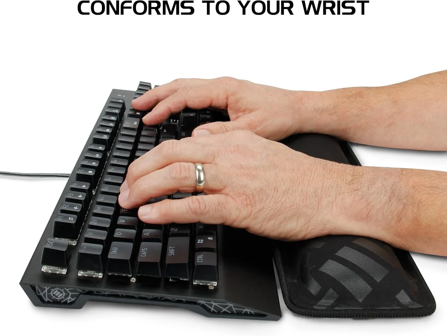 ENHANCE Gaming Keyboard Wrist Rest with Soft Memory Foam - Support for Full Size Keyboards, Wrist Pad with Anti-Fray Stitching, Non-Slip Base - Thick 1 inch Padding for Esports