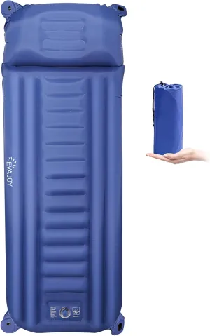 Evajoy Inflatable Camping Pad Sleeping Mat Air Mattress Air Pad with Integrated Pillow, Built-in Inflator, 5.5 Inch Height, Fast Inflation, 5 R-Value for Outdoor Hiking Camping Backpacking Blue