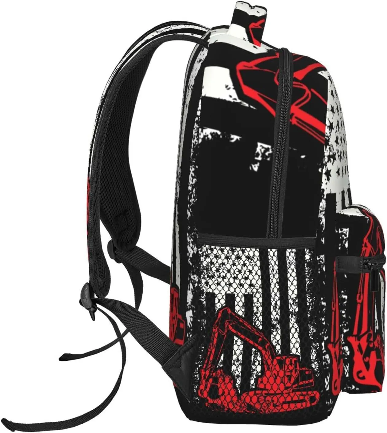 Excavator American Flag Backpack Lightweight Laptop Backpack Casual Daypack Travel Double Shoulder Bag For Women Men
