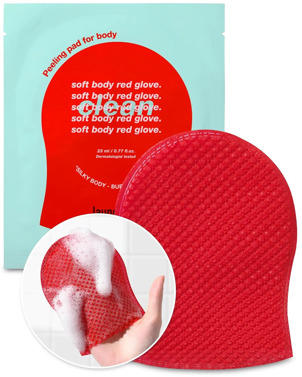 Exfoliating Bubble Body Wash Vegan Korean Scrub Glove with AHA Allergen-Free Bubble Cleansing Foam for Keratosis Pilaris & Nourishing Essential Body Care - (5 Pads)