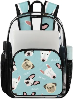 Falcon Puppies Dogs Animals Heavy Duty Clear Backpack Large PVC Transparent Backpack See Through Bag for Work Sports Travel Security Stadium Events