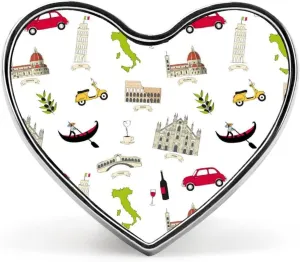 Famous Italian Landmarks Brooch Pins Enamel Brooch Love Heart Lapel Pin Art Decor for Bag Jacket Hat 0.8" X 1"